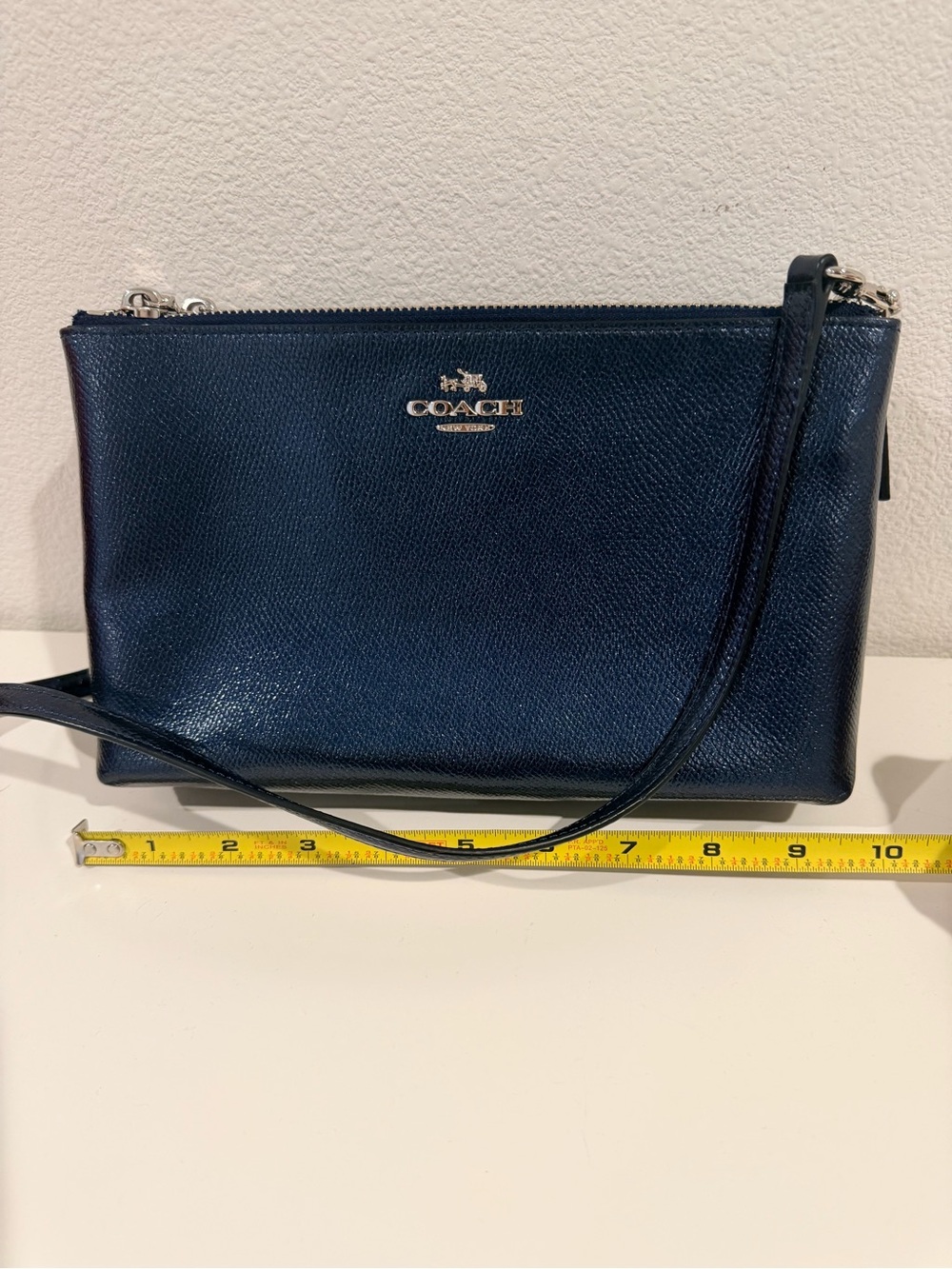 Coach Navy Leather Crossbody bag with Silver Hardware